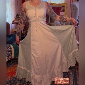 Gunne Sax Size 11 Green Gingham Maxi Dress